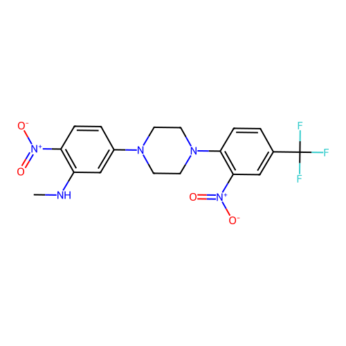 N-methyl-2-nitro-5-(4-(2-nitro-4-(trifluoromethyl)phenyl)piperazin-1-yl)aniline structure