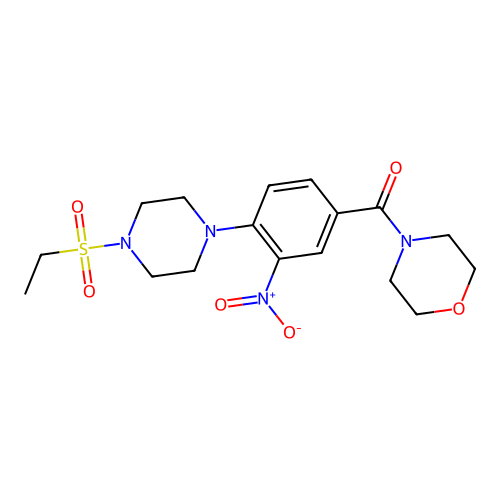{4-[4-(Ethylsulfonyl)piperazin-1-yl]-3-nitrophenyl}(morpholin-4-yl)methanone structure