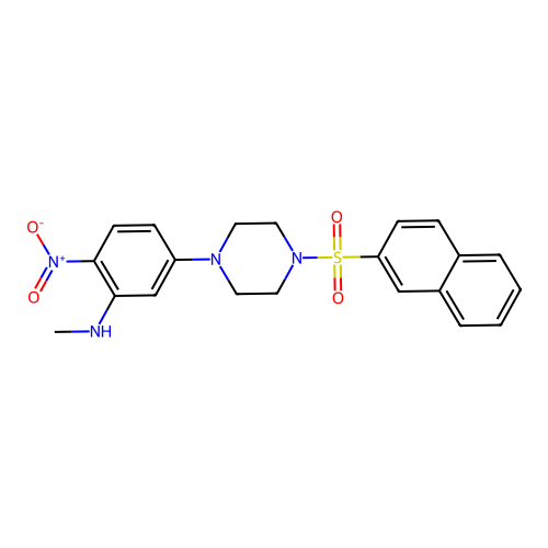 N-methyl-5-(4-(naphthalen-2-ylsulfonyl)piperazin-1-yl)-2-nitroaniline structure