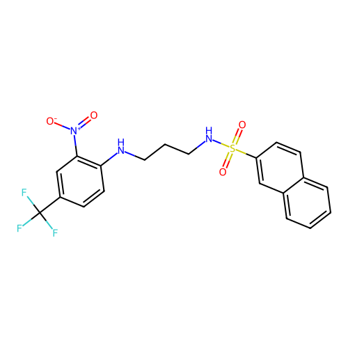 N-(3-((2-nitro-4-(trifluoromethyl)phenyl)amino)propyl)naphthalene-2-sulfonamide structure