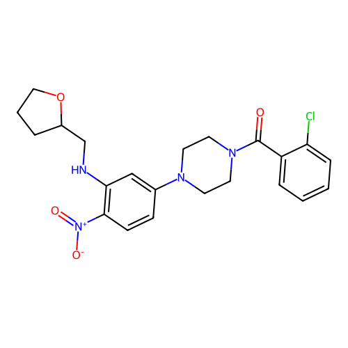 (2-chlorophenyl)-[4-[4-nitro-3-(oxolan-2-ylmethylamino)phenyl]piperazin-1-yl]methanone structure