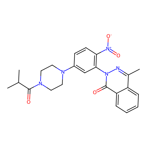 4-methyl-2-{5-[4-(2-methylpropanoyl)piperazin-1-yl]-2-nitrophenyl}phthalazin-1(2H)-one structure