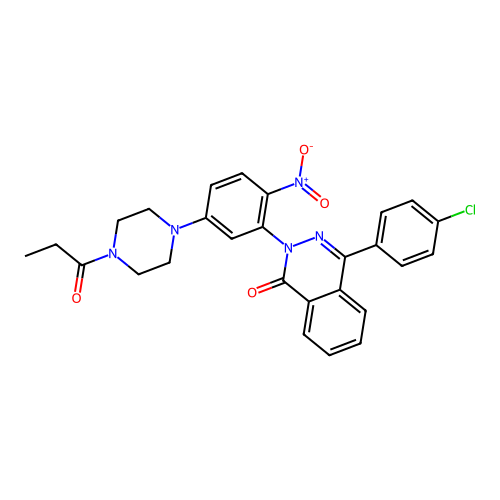 4-(4-chlorophenyl)-2-(2-nitro-5-(4-propionylpiperazin-1-yl)phenyl)phthalazin-1(2H)-one structure