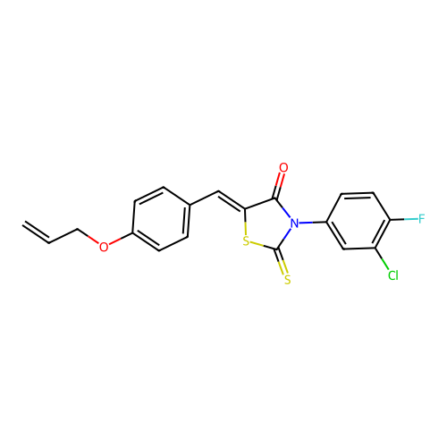 (Z)-5-(4-(allyloxy)benzylidene)-3-(3-chloro-4-fluorophenyl)-2-thioxothiazolidin-4-one structure