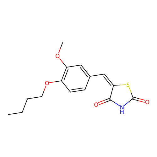 (E)-5-(4-butoxy-3-methoxybenzylidene)thiazolidine-2,4-dione structure