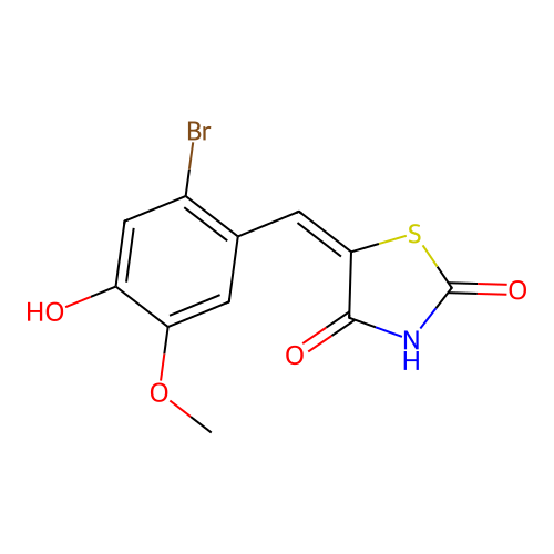 5-[(2-Bromo-4-hydroxy-5-methoxyphenyl)methylene]-1,3-thiazolidine-2,4-dione structure