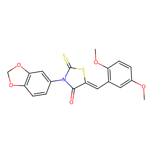 (Z)-3-(benzo[d][1,3]dioxol-5-yl)-5-(2,5-dimethoxybenzylidene)-2-thioxothiazolidin-4-one structure