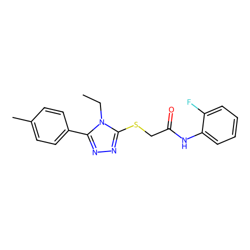 2-{[4-ethyl-5-(4-methylphenyl)-4H-1,2,4-triazol-3-yl]sulfanyl}-N-(2-fluorophenyl)acetamide structure