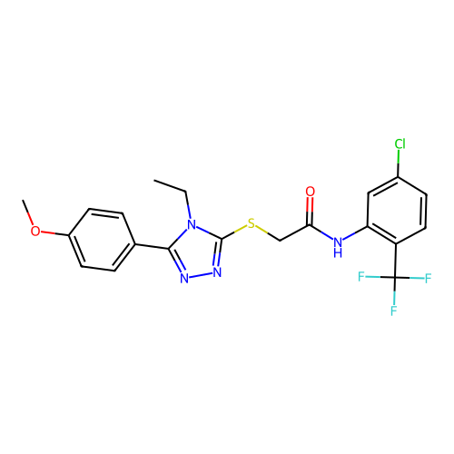 N-(5-chloro-2-(trifluoromethyl)phenyl)-2-((4-ethyl-5-(4-methoxyphenyl)-4H-1,2,4-triazol-3-yl)thio)acetamide structure