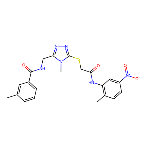 3-methyl-N-{[4-methyl-5-({2-[(2-methyl-5-nitrophenyl)amino]-2-oxoethyl}sulfanyl)-4H-1,2,4-triazol-3-yl]methyl}benzamide structure