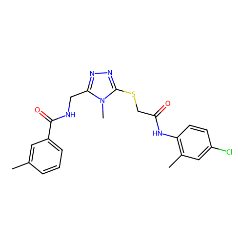 N-{[5-({2-[(4-chloro-2-methylphenyl)amino]-2-oxoethyl}sulfanyl)-4-methyl-4H-1,2,4-triazol-3-yl]methyl}-3-methylbenzamide structure