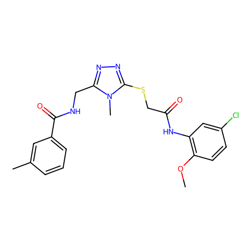 N-{[5-({2-[(5-chloro-2-methoxyphenyl)amino]-2-oxoethyl}sulfanyl)-4-methyl-4H-1,2,4-triazol-3-yl]methyl}-3-methylbenzamide structure