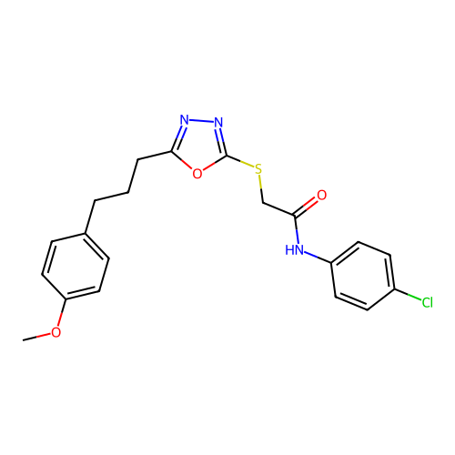 N-(4-chlorophenyl)-2-({5-[3-(4-methoxyphenyl)propyl]-1,3,4-oxadiazol-2-yl}sulfanyl)acetamide structure