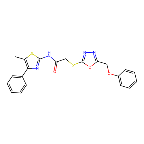 N-(5-methyl-4-phenyl-1,3-thiazol-2-yl)-2-{[5-(phenoxymethyl)-1,3,4-oxadiazol-2-yl]sulfanyl}acetamide structure