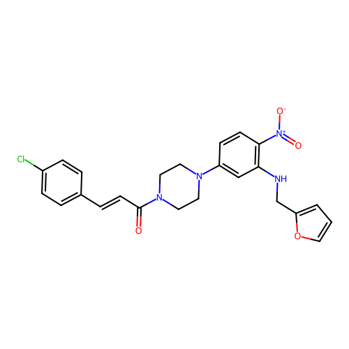 (2E)-3-(4-chlorophenyl)-1-(4-{3-[(furan-2-ylmethyl)amino]-4-nitrophenyl}piperazin-1-yl)prop-2-en-1-one structure