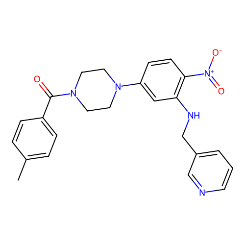 (4-methylphenyl)-[4-[4-nitro-3-(3-pyridinylmethylamino)phenyl]-1-piperazinyl]methanone structure