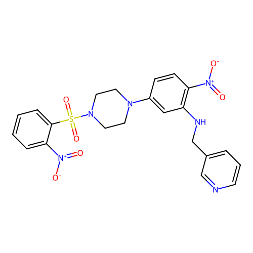 2-nitro-5-{4-[(2-nitrophenyl)sulfonyl]piperazin-1-yl}-N-(pyridin-3-ylmethyl)aniline structure