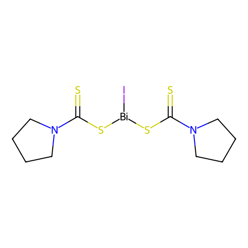 Iodobis(pyrrolidyldithiocarbamato)bismuthine structure