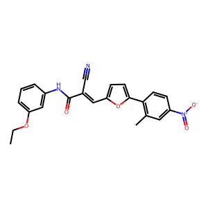 (E)-2-cyano-N-(3-ethoxyphenyl)-3-[5-(2-methyl-4-nitrophenyl)furan-2-yl]prop-2-enamide structure