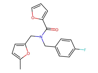 N-[(4-fluorophenyl)methyl]-N-[(5-methylfuran-2-yl)methyl]furan-2-carboxamide structure