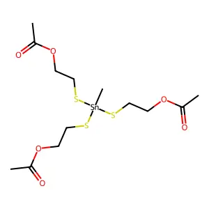 Ethanol, 2,2',2''-[(methylstannylidyne)tris(thio)]tris-, 1,1',1''-triacetate structure