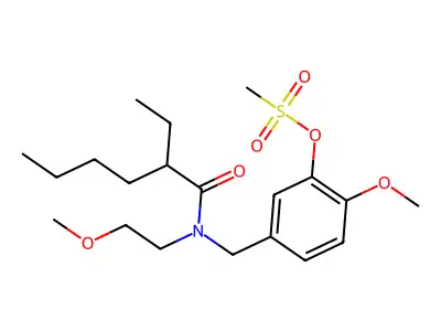 5-{[(2-Ethylhexanoyl)(2-methoxyethyl)amino]methyl}-2-methoxyphenyl methanesulfonate structure