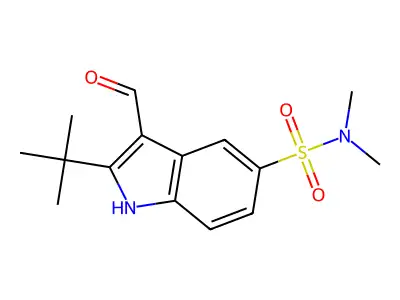 2-tert-butyl-3-formyl-N,N-dimethyl-1H-indole-5-sulfonamide structure