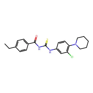 N-[3-chloro-4-(1-piperidinyl)phenyl]-N'-(4-ethylbenzoyl)thiourea structure