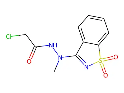 2-chloro-N'-(1,1-dioxido-1,2-benzothiazol-3-yl)-N'-methylacetohydrazide structure