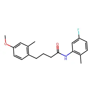 N-(5-fluoro-2-methylphenyl)-4-(4-methoxy-2-methylphenyl)butanamide structure