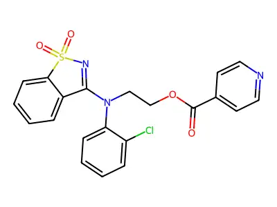2-((2-chlorophenyl)(1,1-dioxidobenzo[d]isothiazol-3-yl)amino)ethyl isonicotinate structure