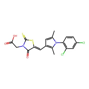 [(5E)-5-{[1-(2,4-dichlorophenyl)-2,5-dimethyl-1H-pyrrol-3-yl]methylidene}-4-oxo-2-thioxo-1,3-thiazolidin-3-yl]acetic acid structure