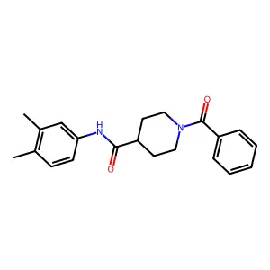 1-benzoyl-N-(3,4-dimethylphenyl)piperidine-4-carboxamide structure