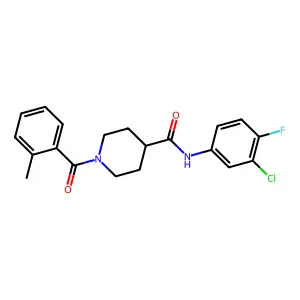 N-(3-chloro-4-fluorophenyl)-1-(2-methylbenzoyl)piperidine-4-carboxamide structure