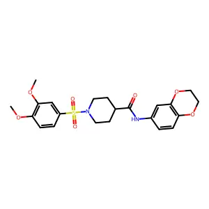 N-(2,3-dihydro-1,4-benzodioxin-6-yl)-1-(3,4-dimethoxyphenyl)sulfonylpiperidine-4-carboxamide structure