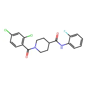 1-(2,4-dichlorobenzoyl)-N-(2-fluorophenyl)piperidine-4-carboxamide structure