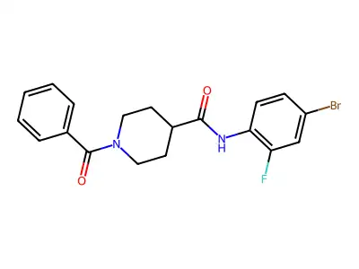 1-benzoyl-N-(4-bromo-2-fluorophenyl)piperidine-4-carboxamide structure