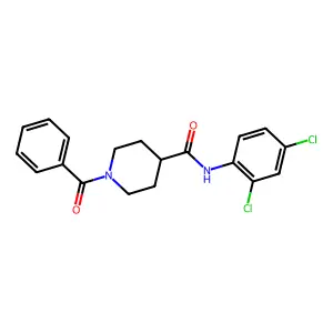 1-benzoyl-N-(2,4-dichlorophenyl)piperidine-4-carboxamide structure