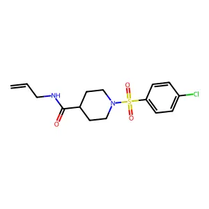 1-(4-chlorophenyl)sulfonyl-N-prop-2-enylpiperidine-4-carboxamide structure