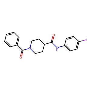 1-benzoyl-N-(4-iodophenyl)piperidine-4-carboxamide structure