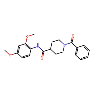 1-benzoyl-N-(2,4-dimethoxyphenyl)piperidine-4-carboxamide structure