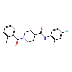 N-(2,4-difluorophenyl)-1-(2-methylbenzoyl)piperidine-4-carboxamide structure
