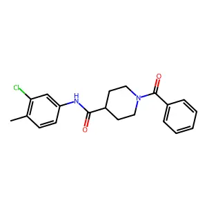 1-benzoyl-N-(3-chloro-4-methylphenyl)piperidine-4-carboxamide structure