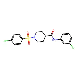N-(3-chlorophenyl)-1-(4-chlorophenyl)sulfonylpiperidine-4-carboxamide structure