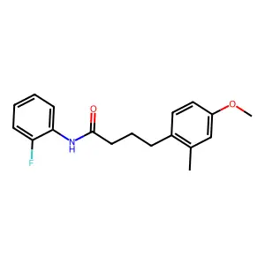 N-(2-fluorophenyl)-4-(4-methoxy-2-methylphenyl)butanamide structure