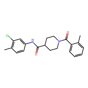 N-(3-chloro-4-methylphenyl)-1-(2-methylbenzoyl)piperidine-4-carboxamide structure
