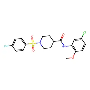 N-(5-chloro-2-methoxyphenyl)-1-(4-fluorophenyl)sulfonylpiperidine-4-carboxamide structure