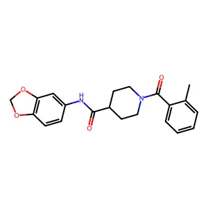 N-(1,3-benzodioxol-5-yl)-1-(2-methylbenzoyl)piperidine-4-carboxamide structure