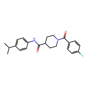 1-(4-fluorobenzoyl)-N-(4-propan-2-ylphenyl)piperidine-4-carboxamide structure