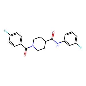 1-(4-fluorobenzoyl)-N-(3-fluorophenyl)piperidine-4-carboxamide structure